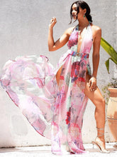 Suspenders Deep V Plunge Floral Shape Printing Slip Dress